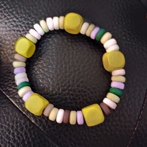 Whimsical Colorful Beaded Kids Bracelet On Elastic String